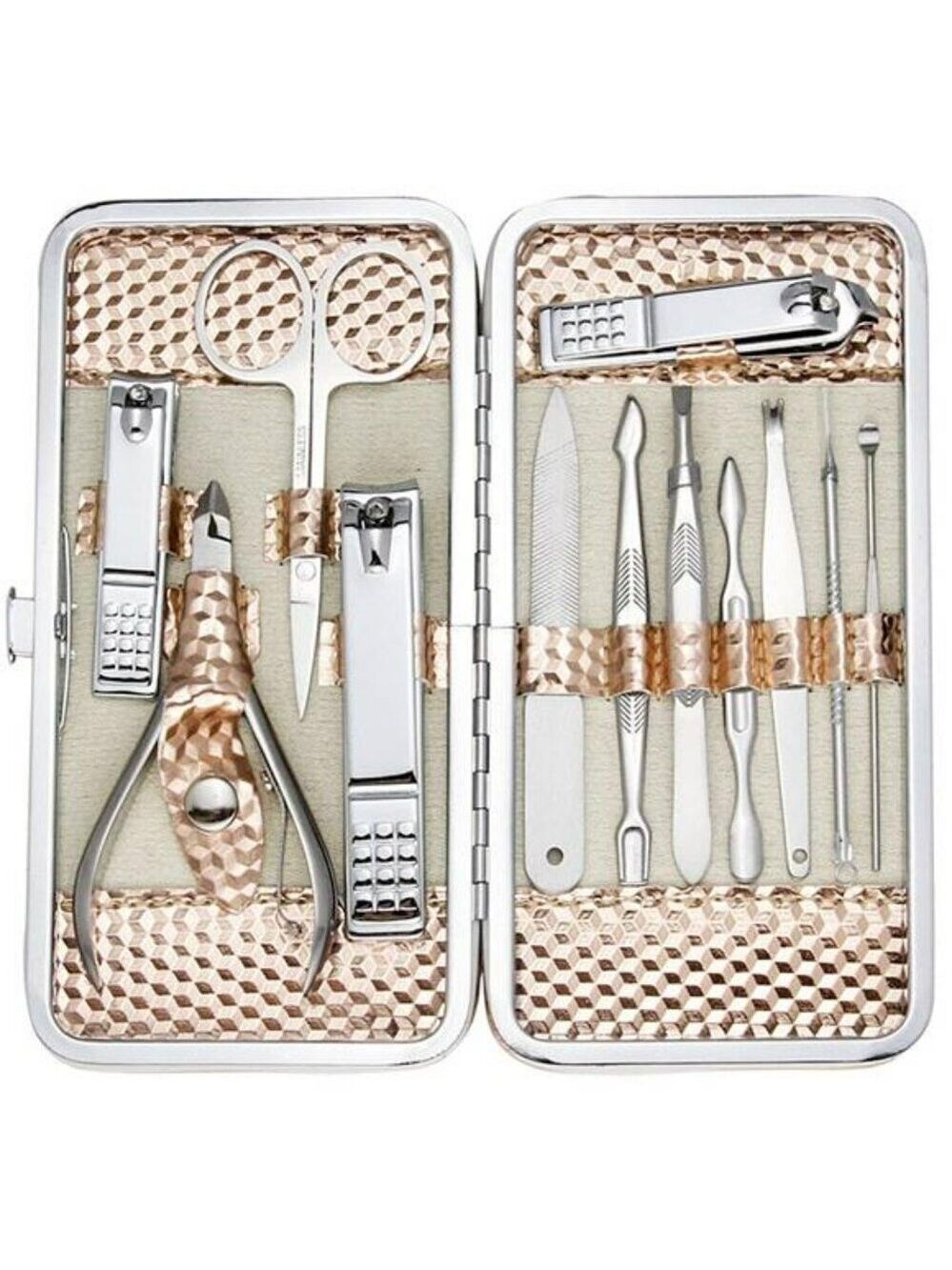 12 Piece Manicure Pedicure Kit Nail Clippers Set Grooming Tools Travel Case